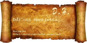 Décsi Henrietta névjegykártya